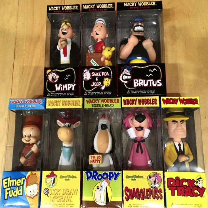 WACKY WOBBLERS
retired bobbleheads...
howdy doody...snagglepuss...bazooka joe...wimpy...
constantly changing...
don't wait too long to snag your childhood favorite! WACKY WOBBLERS
retired bobbleheads...
howdy doody...snagglepuss...bazooka joe...wimpy...
constantly changing...
don't wait too long to snag your childhood favorite!