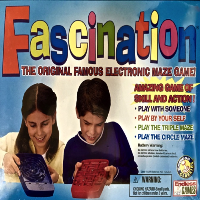 FASCINATION GAME

the very fun reversible electronic marble maze game...
solo or multiple players...
a timeless classic...
one of our personal favorites from childhood...